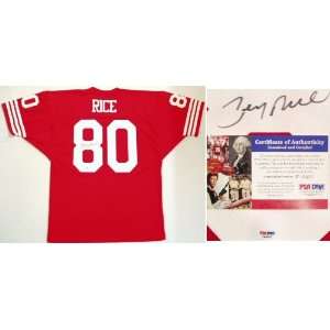  Jerry Rice Signed Red Throwback Jersey PSA/DNA