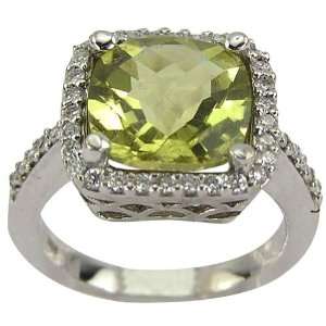  Antique Green Gold Quartz and Diamond Ring   7.5 DaCarli 