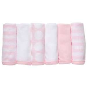  Carters Pink Stripes & Dots 6 pk. Washcloth Set PINK/MULTI Baby