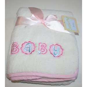  Cutie Pie Baby Girls Baby Blanket   White/Pink   30 x 30 