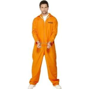 Prisoner Orange Boiler Suit Fancy Dress FREE Handcuffs  Toys & Games 
