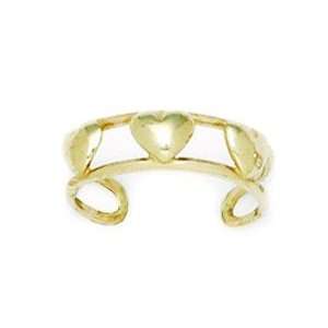  14k Yellow Gold Adjustable Double Row With Hearts Body Jewelry 