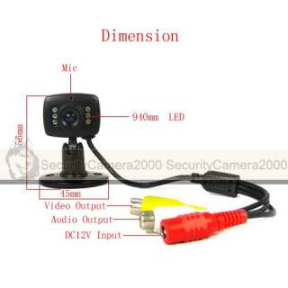 Mini Video Audio 1/3 CCTV Camera 940nm IR LED Wall mounted Dimension