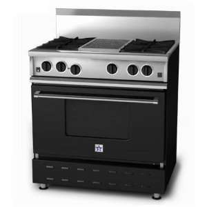   Range RNB 36 Inch Natural Gas Range With Charbroiler   Black