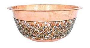   Mosaic Copper Vessel Bathroom Sink   16.25 x 7.5   New  
