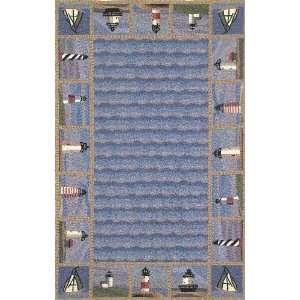   Rugs Colonial Blue Lighthouse Waves Oval 2.60 x 4.60 Area Rug Home