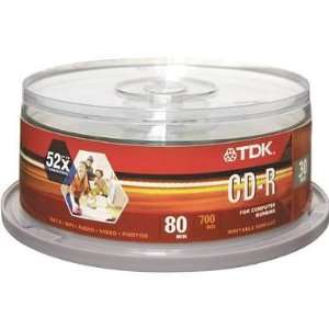  TDK CDR80FTACB30 80 Minute 52x CD R Spindle 30 Pack Electronics