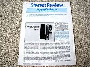Acoustic Research AR 9 speaker review reprint, #1  