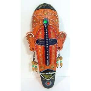  7.5 African Beaded Mask Figurine Head Face to Hang