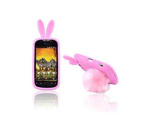   Pink Bunny Silicone Skin Case W Fur Tail Stand For T mobile Mytouch 4g