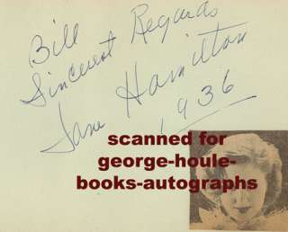 JANE HAMILTON~AUTOGRAPH~THREE STOOGES~1936  