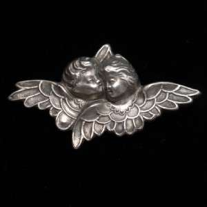 Angel Cherub Wings Pin Vintage Sterling Silver Repousse