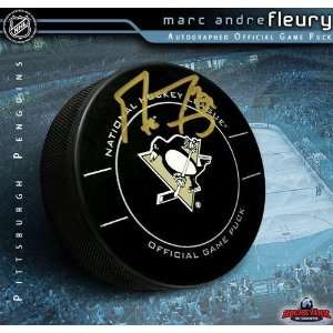  Signed Marc Andre Fleury Puck   Official   Autographed NHL 