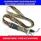 leopard animal print key chain lanyard id badge holder $