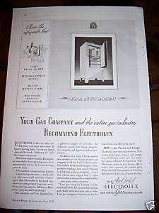 1934 Antique Servel Electrolux Gas Refrigerator Ad  