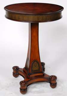 Antique Burani Side Table Mahogany Carved Bun Feet NEW  