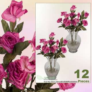   of 20 Dry Look Rose Artificial Silk Flower Sprays with Bendable Stems