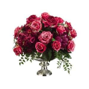   Artificial Pink Rose, Peony & Hydrangea Silk Flower Arrangement Home