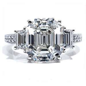  1.30Ct Asscher Diamond Accent Engagement Ring 18k Gold 
