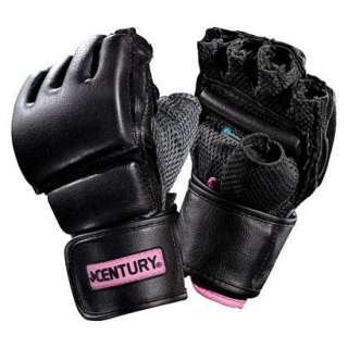 Century Womens Leather Wrap Gloves with Clinch   Black/ Pink (Medium 