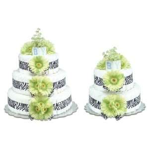  Lime Green Daisies w/Zebra Trim Diaper Cake Baby