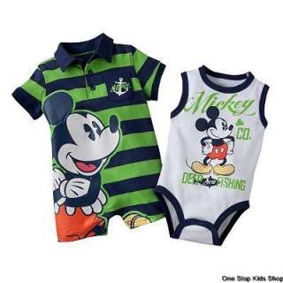 MICKEY MOUSE Baby Boys 3 6 9 Months Romper OUTFIT Set Creeper Bodysuit 