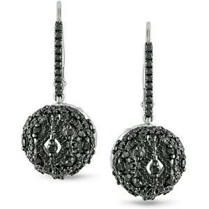    14k White Gold 1ct TDW Black Diamond Ball Earrings Jewelry