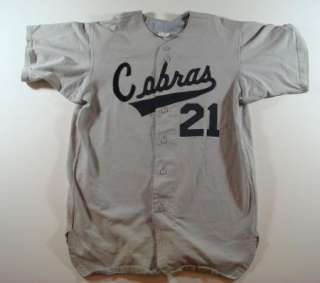 Vintage Southland Athletic Cobras Baseball Uniform Shirt Light Gray 