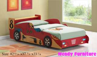   Childrens Blue Red Black Pink Wood Race Car Twin Bed Play Bed  