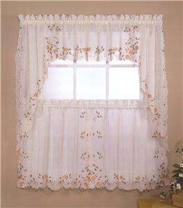ROSEMARY 58x36 Pair Tier Kitchen Curtain Linen Color  