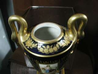   . Antique Royal Vienna Porcelain Urns Cobalt Blue Handpainted Beehive