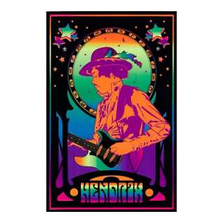 Title Jimi Hendrix Trippy Flocked Blacklight Music Poster Print