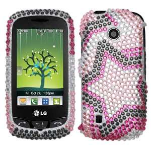 Twin Stars Crystal Bling Hard Case Cover for LG Cosmos Touch VN270