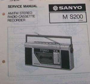 1984 SANYO mini BOOMBOX MS200 SERVICE MANUAL lot #371  