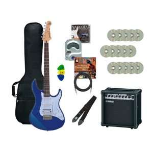   Electric Guitar Package, Metallic Blue, with 15 Guitar Lesson DVDs