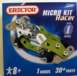 Erector Micro Kit Building Model Toy Racer Car 30+ Part  