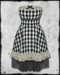 IRON FIST BLACK WHITE GINGHAM HOUSE BUNNY PIN UP DRESS  