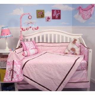 SoHo Pink Minky Chenille Roses Baby Crib Nursery Bedding Set 10 pcs