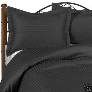 600TC Cal King/King Duvet Comforter Cover Stripes Black  