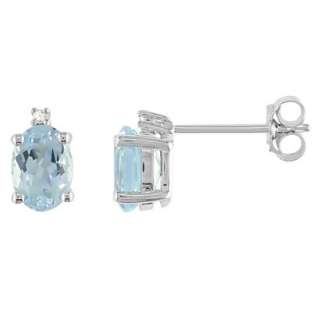 Carat Sky Blue Topaz and Diamond Accent Earrings in Sterling 