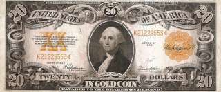   US NOTE CHOICE 1922 TWENTY DOLLAR GOLD CERTIFICATE CURRENCY BILL $ 20