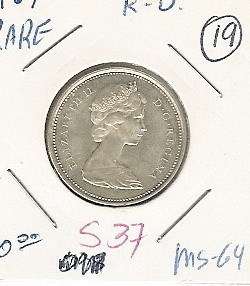 1967 RD RARE 25C CANADIAN SILVER COIN #S37  