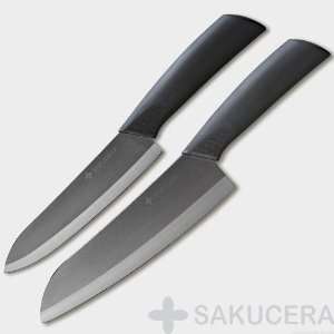  6 + 7 Inch Sakucera Black Ceramic Knife Chefs Cutlery 