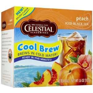   Seasonings Peach Cool Brew Iced Black Tea Bags, 40 ct (Quantity of 5