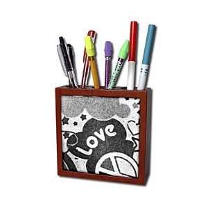  Black n White   Peace n Love   Tile Pen Holders 5 inch tile pen 