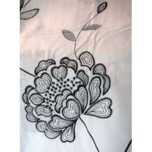   Shower Curtain Embroidered Black and White Floral