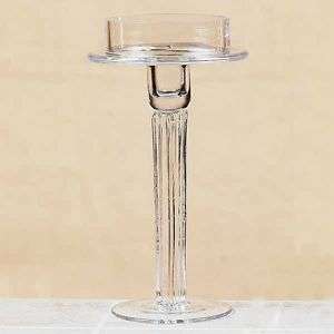 Stemmed Clear Glass Pillar Candle Holder Stand Wedding  