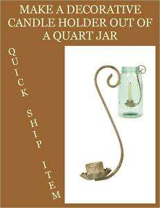   Quart Jar Iron Taper Candle Holder Sand NEW Country Home Decor  