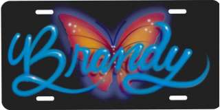 Custom Airbrushed Car Tag License Plate Butterfly  
