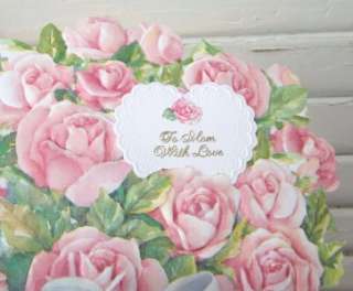 Carol Wilson Mothers Day Card, Soft Pink Rose Bouquet , Removable 